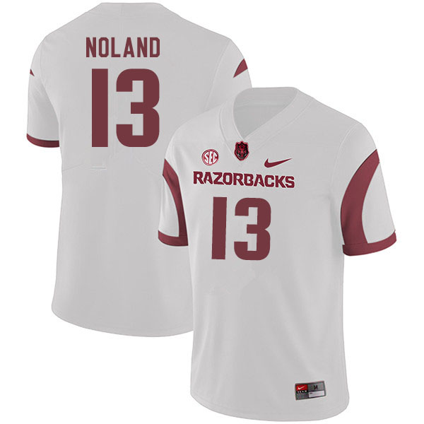 Men #13 Connor Noland Arkansas Razorbacks College Football Jerseys Sale-White